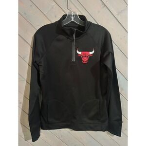 Adidas Chicago Bulls NBA Pullover Jacket 1/4 Zip Black Mens